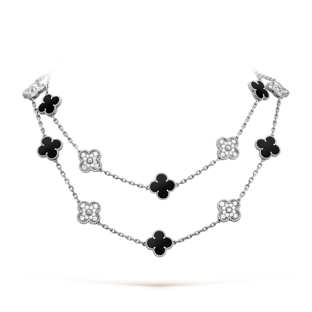 [LUXE NOBLE]CLOVER 20 MOTIFS ONYX DIAMOND SILVER
