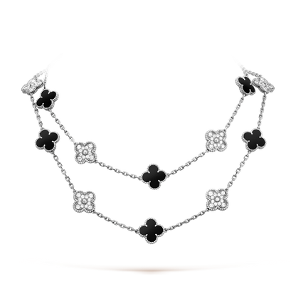 [LUXE NOBLE]クローバー 20モチーフ オニキス ダイヤモンド シルバー