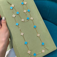 [LUXE NOBLE]CLOVER 20 MOTIFS TURQUOISE DIAMOND NECKLACE