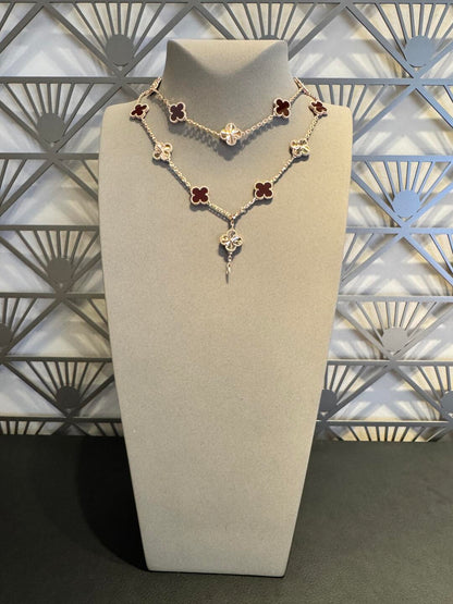 [LUXE NOBLE] CLOVER 20 MOTIFS LASER CARNELIAN HALSKETTE