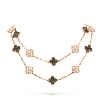 [LUXE NOBLE]CLOVER 20 MOTIFS DARK MOP DIAMOND  NECKLACE