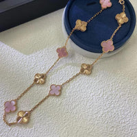 [LUXE NOBLE]CLOVER 10 MOTIFS  LASER PINK MOP NECKLACE