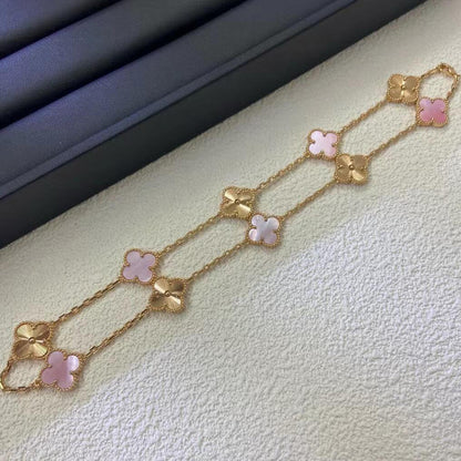 [LUXE NOBLE]CLOVER 10 MOTIFS  LASER PINK MOP NECKLACE