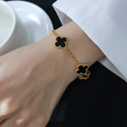 [LUXE NOBLE] CLOVER 5 MOTIF ONYXS BRACELET COLLECTION