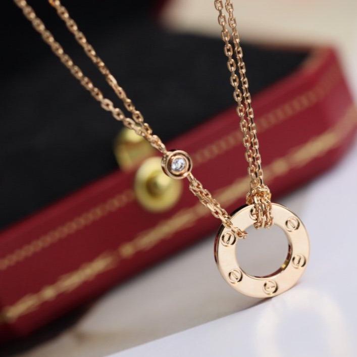 [LUXE NOBLE]LOVE NECKLACE ADJUSTABLE ROSE GOLD 2 DIAMOND