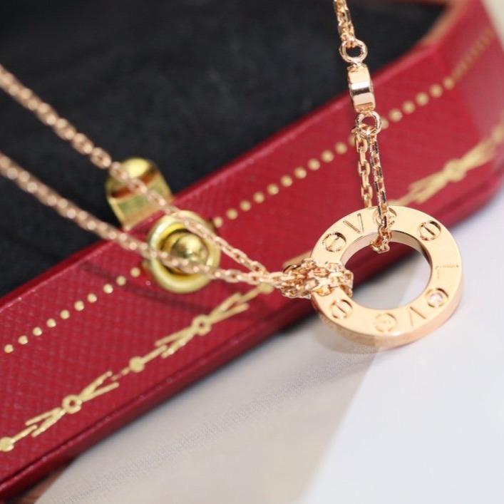 [LUXE NOBLE]LOVE NECKLACE ADJUSTABLE ROSE GOLD 2 DIAMOND