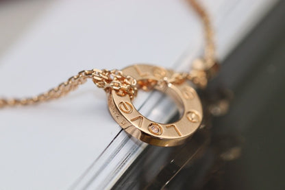 [LUXE NOBLE]LOVE NECKLACE ADJUSTABLE ROSE GOLD 2 DIAMOND
