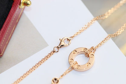 [LUXE NOBLE]LOVE NECKLACE ADJUSTABLE ROSE GOLD 2 DIAMOND