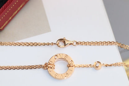 [LUXE NOBLE]LOVE NECKLACE ADJUSTABLE ROSE GOLD 2 DIAMOND