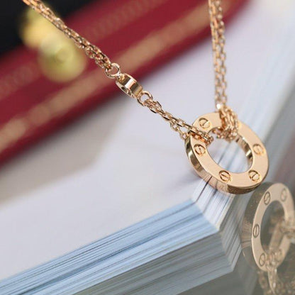 [LUXE NOBLE]LOVE NECKLACE ADJUSTABLE ROSE GOLD 2 DIAMOND