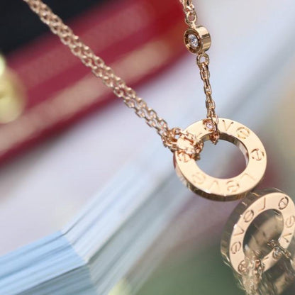 [LUXE NOBLE]LOVE NECKLACE ADJUSTABLE ROSE GOLD 2 DIAMOND