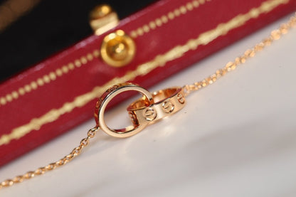 [LUXE NOBLE]LOVE NECKLACE PINK GOLD AND SILVER
