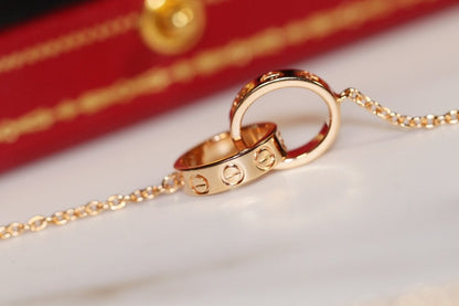 [LUXE NOBLE]LOVE NECKLACE PINK GOLD AND SILVER