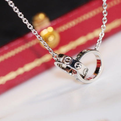 [LUXE NOBLE]LOVE NECKLACE PINK GOLD AND SILVER