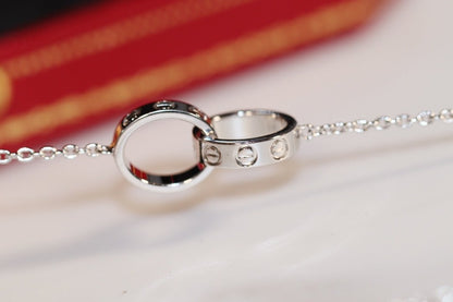 [LUXE NOBLE]LOVE NECKLACE PINK GOLD AND SILVER