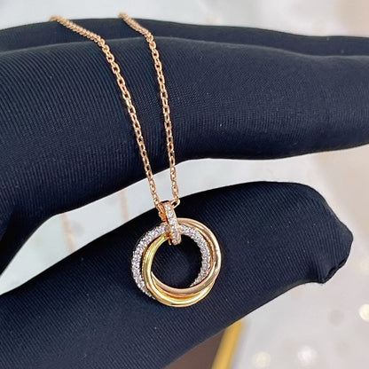[LUXE NOBLE]TRINITY NECKLACE SILVER GOLD PINK GOLD DIAMONDS