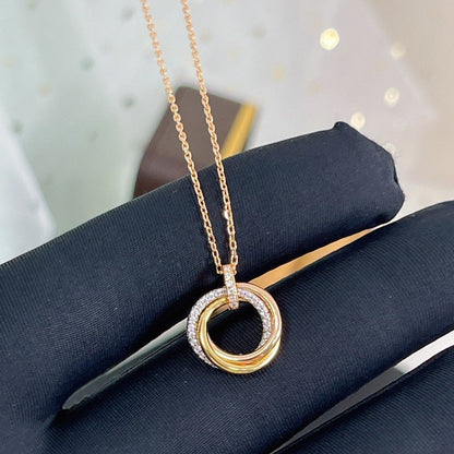 [LUXE NOBLE]TRINITY NECKLACE SILVER GOLD PINK GOLD DIAMONDS
