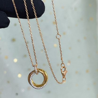 [LUXE NOBLE]TRINITY NECKLACE SILVER GOLD PINK GOLD DIAMONDS