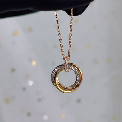 [LUXE NOBLE]TRINITY NECKLACE SILVER GOLD PINK GOLD DIAMONDS