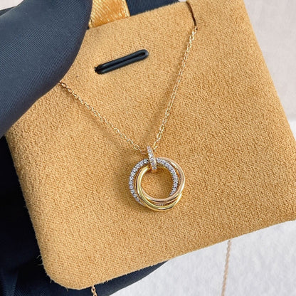 [LUXE NOBLE]TRINITY NECKLACE SILVER GOLD PINK GOLD DIAMONDS