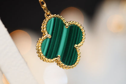 [LUXE NOBLE]CLOVER EARRINGS GOLD MALACHITE DIAMOND 3 MOTIF