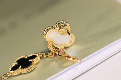 [LUXE NOBLE]CLOVER EARRINGS GOLD ONYX MOP 3 MOTIF