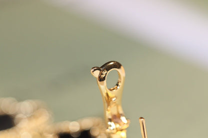 [LUXE NOBLE]CLOVER EARRINGS GOLD ONYX MOP 3 MOTIF