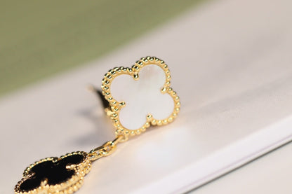 [LUXE NOBLE]CLOVER EARRINGS GOLD ONYX MOP 3 MOTIF