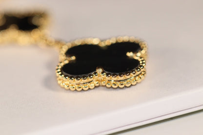 [LUXE NOBLE]CLOVER EARRINGS GOLD ONYX MOP 3 MOTIF