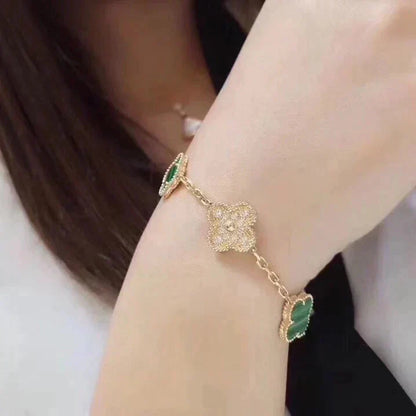 [LUXE NOBLE] CLOVER 5 MOTIF MALACHITE BRACELET COLLECTION