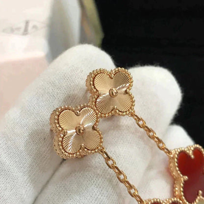 [LUXE NOBLE] CLOVER 2 MOTIF LASER CARNELIAN OHRRINGE