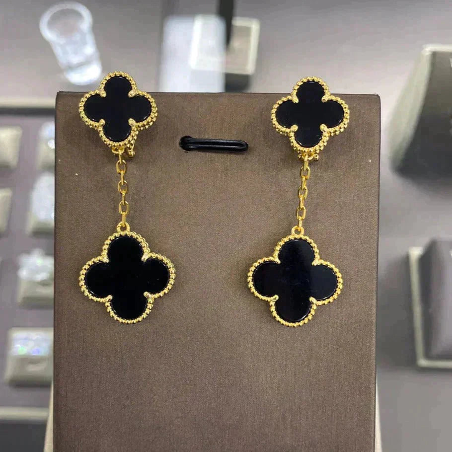 [LUXE NOBLE]CLOVER 2 MOTIFS  EARRINGS (MULTIPLE CHOICESC