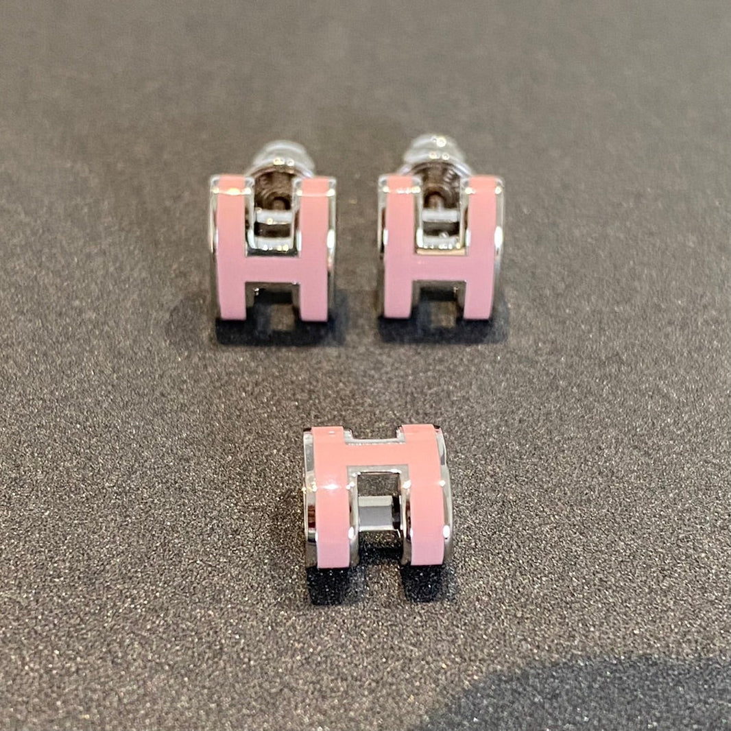 [LUXE NOBLE]MINI POP H SILVER EARRINGS PINK