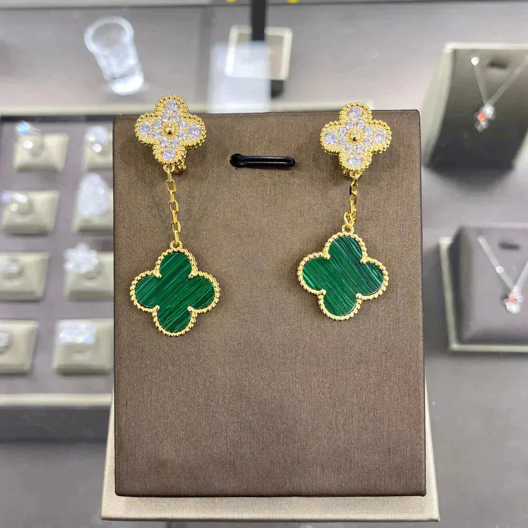 [LUXE NOBLE]CLOVER  2 MOTIFS  DIAMOND  EARRINGS (MULTIPLE CHOICESç´