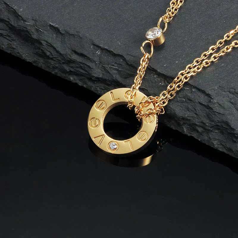 [LUXE NOBLE]LOVE NECKLACE 16MM 2 DIAMONDS