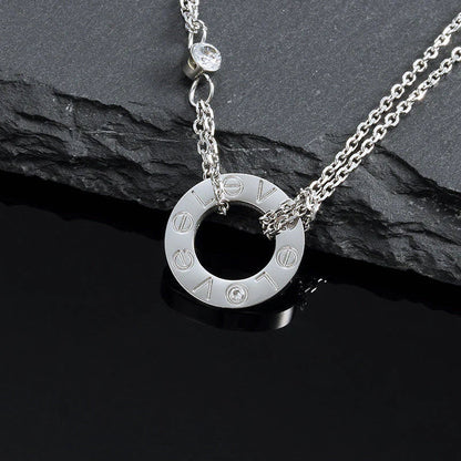 [LUXE NOBLE]LOVE NECKLACE 16MM 2 DIAMONDS