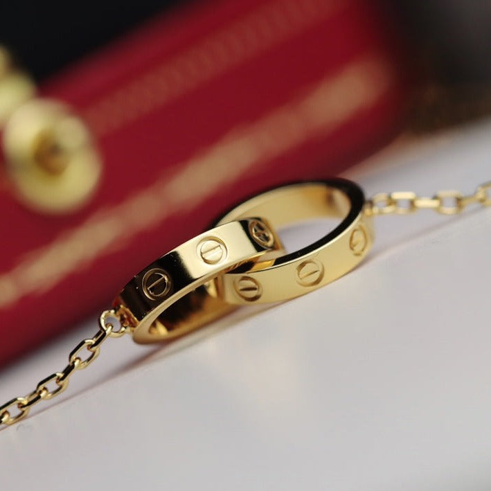 [LUXE NOBLE]LOVE NECKLACE DOUBLE RING GOLD