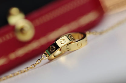 [LUXE NOBLE]LOVE NECKLACE DOUBLE RING GOLD