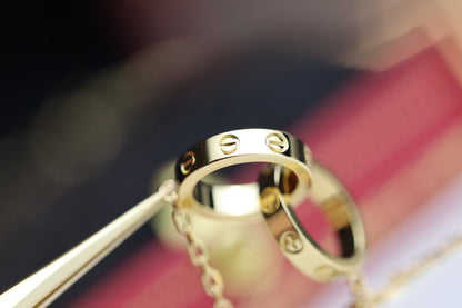 [LUXE NOBLE]LOVE NECKLACE DOUBLE RING GOLD