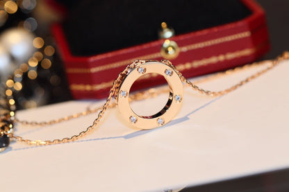 [LUXE NOBLE] Liebeskette, 16 mm, 6 Diamanten, Roségold