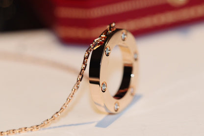 [LUXE NOBLE] Liebeskette, 16 mm, 6 Diamanten, Roségold