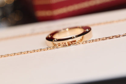 [LUXE NOBLE] Liebeskette, 16 mm, 6 Diamanten, Roségold