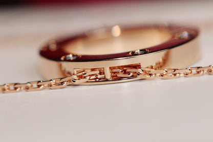 [LUXE NOBLE] Liebeskette, 16 mm, 6 Diamanten, Roségold