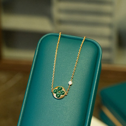 [LUXE NOBLE]サンマラカイト 1ダイヤモンド ピンクゴールドブレスレット