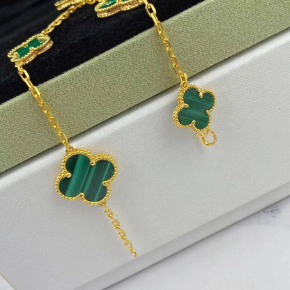 [LUXE NOBLE]MAGIC CLOVER MALACHITE GOLD BRACELET 5 MOTIFS