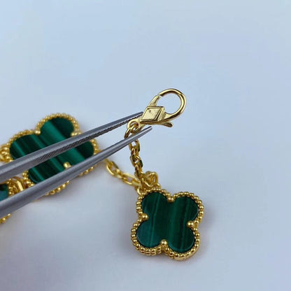 [LUXE NOBLE]MAGIC CLOVER MALACHITE GOLD BRACELET 5 MOTIFS