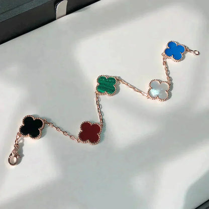 [LUXE NOBLE]CLOVER 5 MOTIFS MULTICOLOR BRACELET