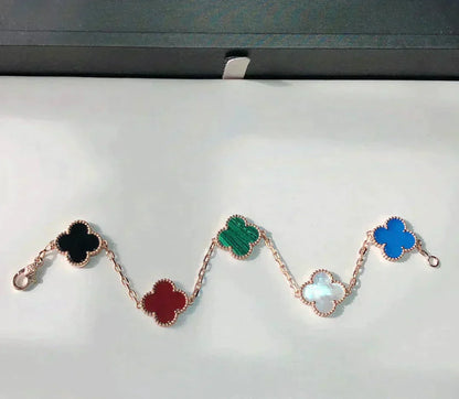 [LUXE NOBLE]CLOVER 5 MOTIFS MULTICOLOR BRACELET