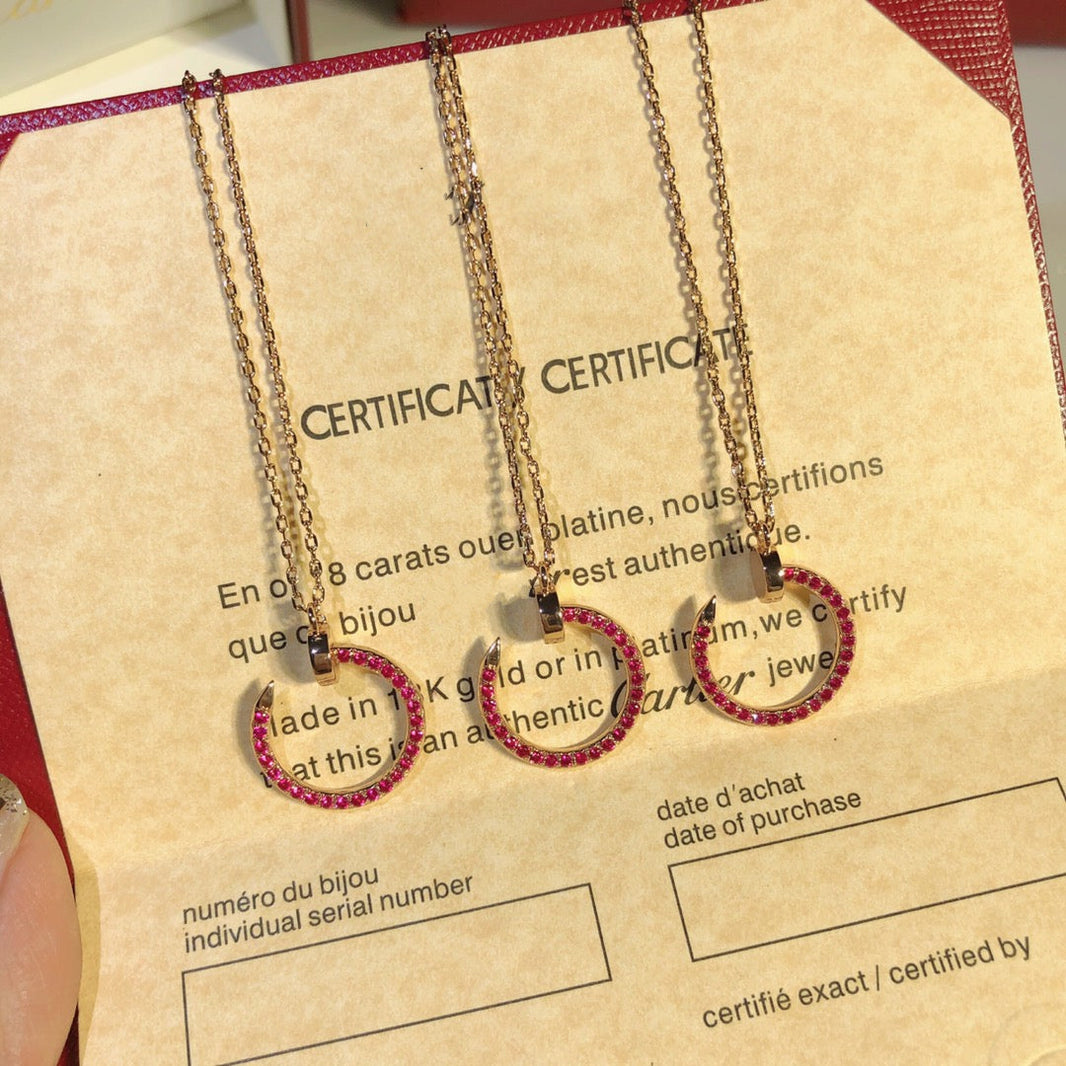 [Luxe Jewelry]JUSTE NECKLACE RED FULL DIAMONDS