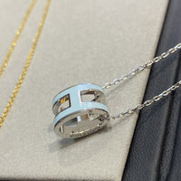 [LUXE NOBLE]POP H LIGHT BLUE NECKLACE